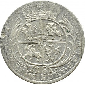 August III Saxon, ort (18 groszy) 1755 E.C., Leipzig, efraimek