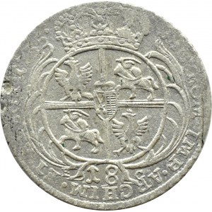 August III Sas, ort (18 groszy) 1755 E.C., Lipsk, efraimek