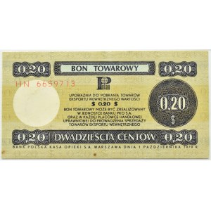 Poland, PeWeX, 20 cents 1979, HN series, PMG 58, LARGER SIZE 114X59mm
