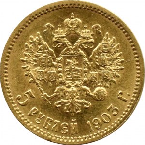 Rosja, Mikołaj II, 5 rubli 1903 AP, Petersburg, bardzo ładny