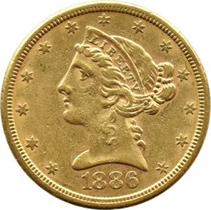 USA, Half Eagle, $5 1886 S, San Francisco