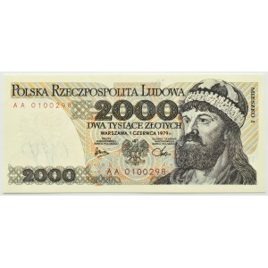 Polska, PRL, Mieszko I, 2000 złotych 1979, seria AA, Warszawa, PMG 68 EPQ