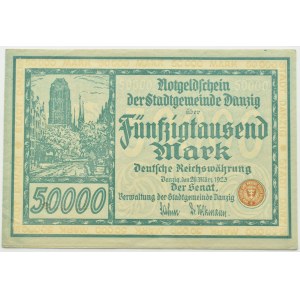 Free City of Gdansk, 50000 marks 1923 numbering in five digits with ❉, PMG 63