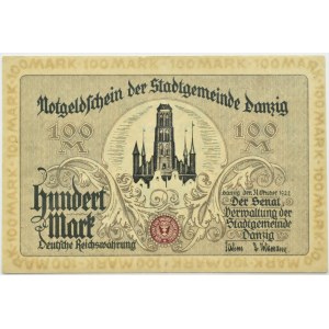 Wolne Miasto Gdańsk, 100 marek 1922, bez litery serii, PMG 58
