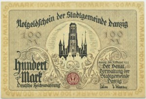 Free City of Gdansk, 100 marks 1922, no series letter, PMG 58