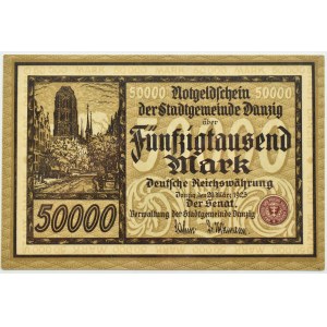 Free City of Gdansk, 50000 marks 1923 numbering in six digits, PMG 58