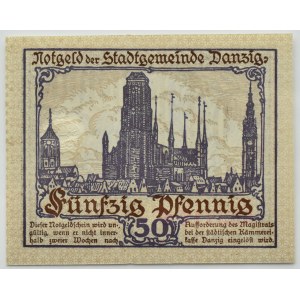 Free City of Danzig, 50 fenig (pfennig) 1919, PMG 66 EPQ