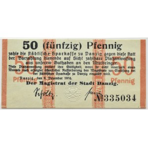 Free City of Danzig, 50 fenig 1916, Danzig, PMG 66 EPQ