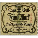 Wolne Miasto Gdańsk, 5 marek 1918 dwukrotnie nadruk Ungültig, PMG 64
