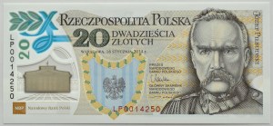 Poland, Józef Piłsudski - Legions, 20 zloty 2014 polymer, Warsaw, UNC