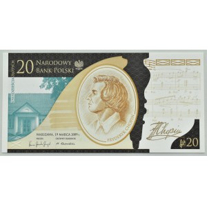 Poland, Frederic Chopin, 20 zloty 2009, Warsaw, UNC, LOW NUMBER