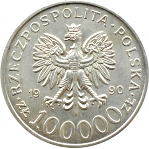 Polska, III RP, 100000 złotych 1990, Solidarność typ A, Warszawa, UNC