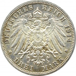 Germany, Anhalt, Friedrich and Marie, 3 marks 1914 A, Berlin