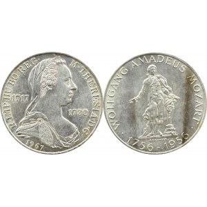 Austria, Maria Theresa and Mozart, 2 X 25 shillings 1956, 1967, Vienna