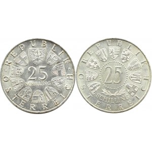 Austria, Maria Theresa and Mozart, 2 X 25 shillings 1956, 1967, Vienna