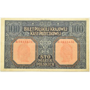 Generalne Gubernatorstwo, 100 marek 1916, Generał, seria A, Warszawa, PMG 30