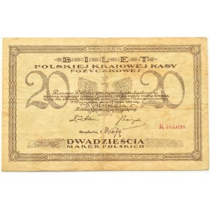Polska, II RP, T. Kościuszko, 20 marek 1919, seria K, Warszawa, PMG 30, RZADKIE