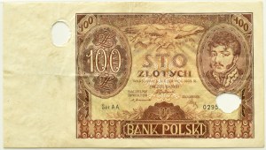 Poland, Second Republic, 100 zloty 1932, series AA, PERFORACJA, Krakow, PMG 45