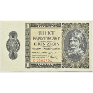 Polska, II RP, B. Chrobry, 1 złoty 1938, seria K, Warszawa, UNC, BARDZO RZADKIE