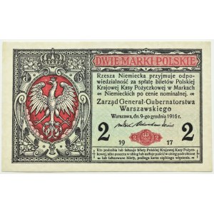 Generalne Gubernatorstwo, 2 marki 1916 Generał, Warszawa, seria B, UNC