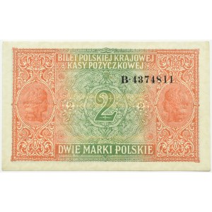 Generalne Gubernatorstwo, 2 marki 1916 Generał, Warszawa, seria B, UNC