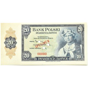 Emigracja/USA/ABNCo, 20 złotych 1939, SPECIMEN 00000, UNC
