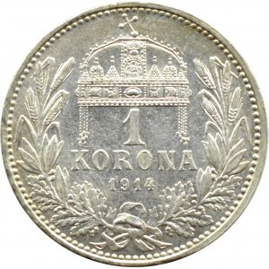 Hungary, Franz Joseph I, crown 1914, Kremnica, Beautiful