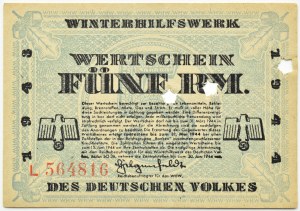 Germany, Winter aid to the German people, 5 marks 1943/44