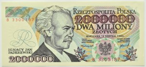 Poland, III RP, I.J. Paderewski, 2000000 zlotys 1992, series B, Warsaw, UNC
