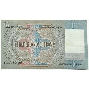 Holandia, 10 guldenów 1940, seria 4AA, Amsterdam