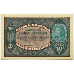Polska, II RP, 10 marek 1919, II seria DB, Warszawa, UNC