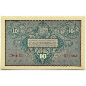 Polska, II RP, 10 marek 1919, II seria DB, Warszawa, UNC