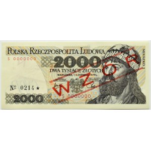 Poland, People's Republic of Poland, Mieszko I, 2000 gold 1979, series S - MODEL No 0214*, Warsaw, UNC