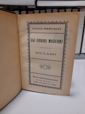 Paolo Mencacci, Gli Errori Moderni Confutati Nel Sillabo 1885 r