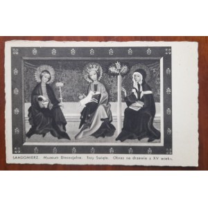 Sandoměř.Diecézní muzeum.Tři svatí.Dřevěný obraz z 15. století.
