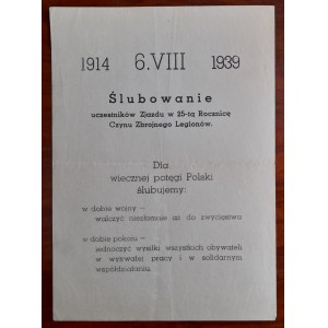 Rota prísahy účastníkov Zjazdu pri príležitosti 25. výročia ozbrojenej akcie légií