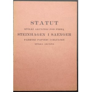 Stanovy akciové společnosti s názvem Steinhagen and Saenger Paper and Pulp Plants (papírny a celulózky Steinhagen a Saenger)