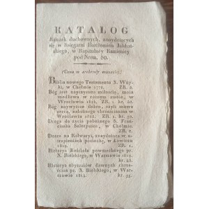 Katalog książek duchownych, znayduiących się w Księgarni Bartłomieia Jabłońskiego, w Kapitulney Kamienicy pod Nrem. 30