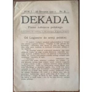 Dekada Pismo żołnierza polskiego Rok I 10 sierpnia 1917 Nr 2