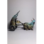 D.Z., Kutsche mit Nashorn (Bronze, Breite 52 cm)