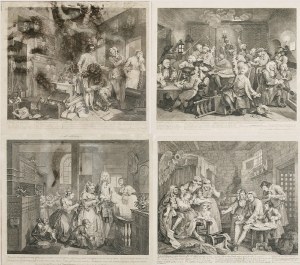 William HOGARTH (1697-1764), Zestaw 8 grafik