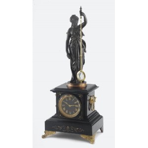 Zegar kominkowy rotacyjny, z figurą bogini Demeter