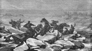Juliusz KOSSAK (1824-1899), Katastrofa podczas przeprawy przez Niemien do Malinek – do narzeczonej Pana Mohorta