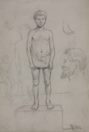 Karol KOSSAK (1896-1975), Szkice - postać chłopca, głowa mężczyzny, [1922]