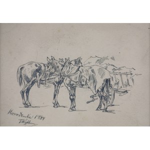 Tadeusz RYBKOWSKI (1848-1926), Konie przy wozie, [1884]