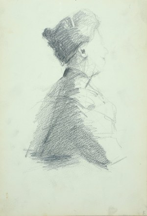 Włodzimierz TETMAJER (1861 – 1923), Popiersie kobiety ujęte z prawego profilu – szkic, [1907]