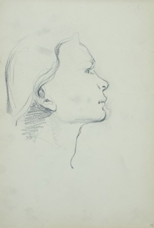 Włodzimierz TETMAJER (1861 – 1923), Szkic głowy młodej kobiety z prawego profilu, [ok. 1900]