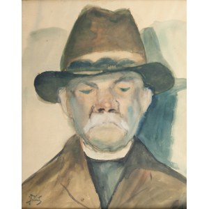 Julian FAŁAT (1853-1929), Portret mężczyzny w kapeluszu