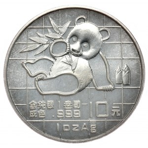 Chiny, panda 1989, 1 oz, uncja Ag 999, patyna