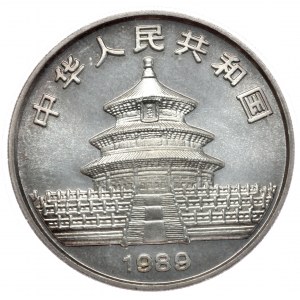 Chiny, panda 1989, 1 oz, uncja Ag 999, patyna